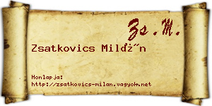 Zsatkovics Milán névjegykártya